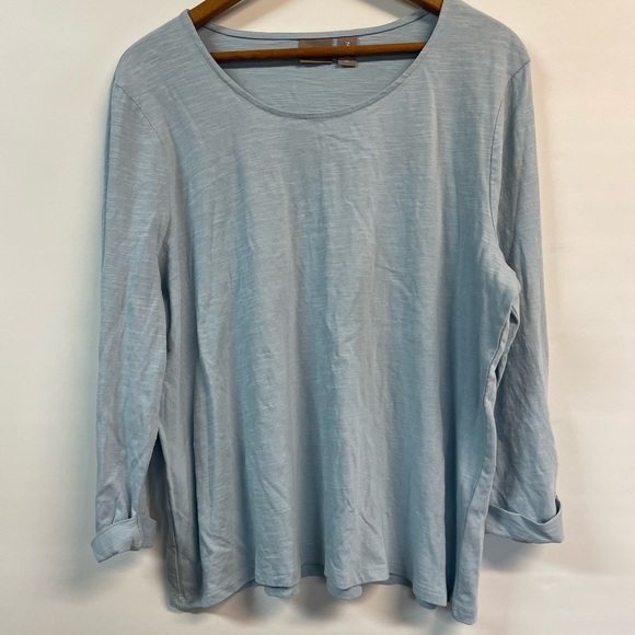 Chico's Tops - Chicos powder blue 100% cotton crew neck tshirt. With cuffs and silver hardware.